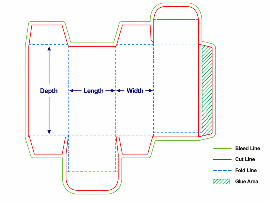 length, width, and depth.